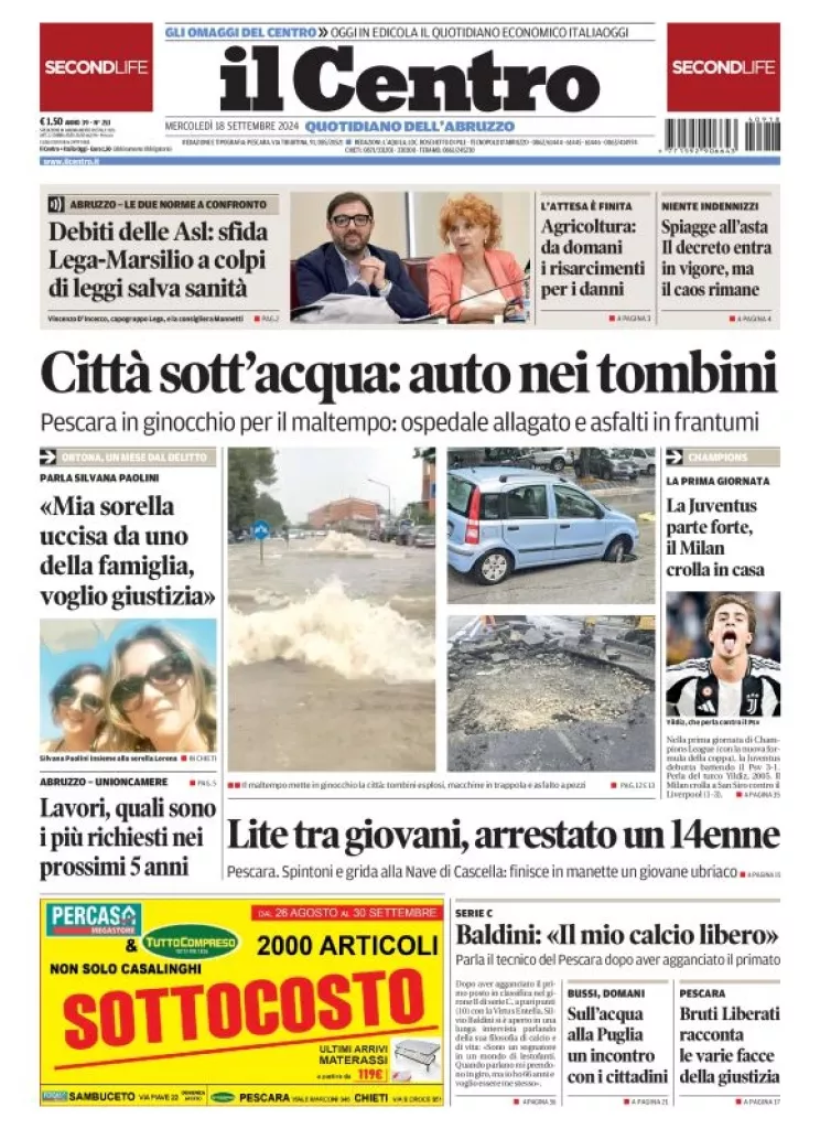 Prima-pagina-il centro-oggi-edizione-del-2024-09-18